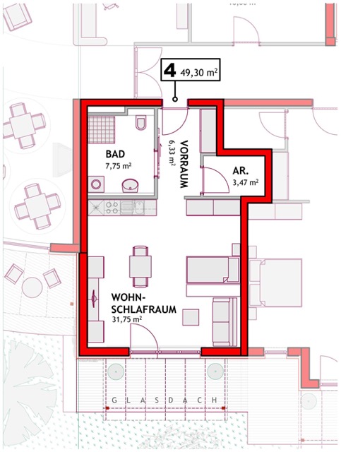 Wohnung 4 / 50 m2