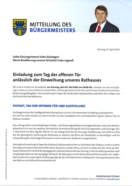 Einladung der Stadtgemeinde